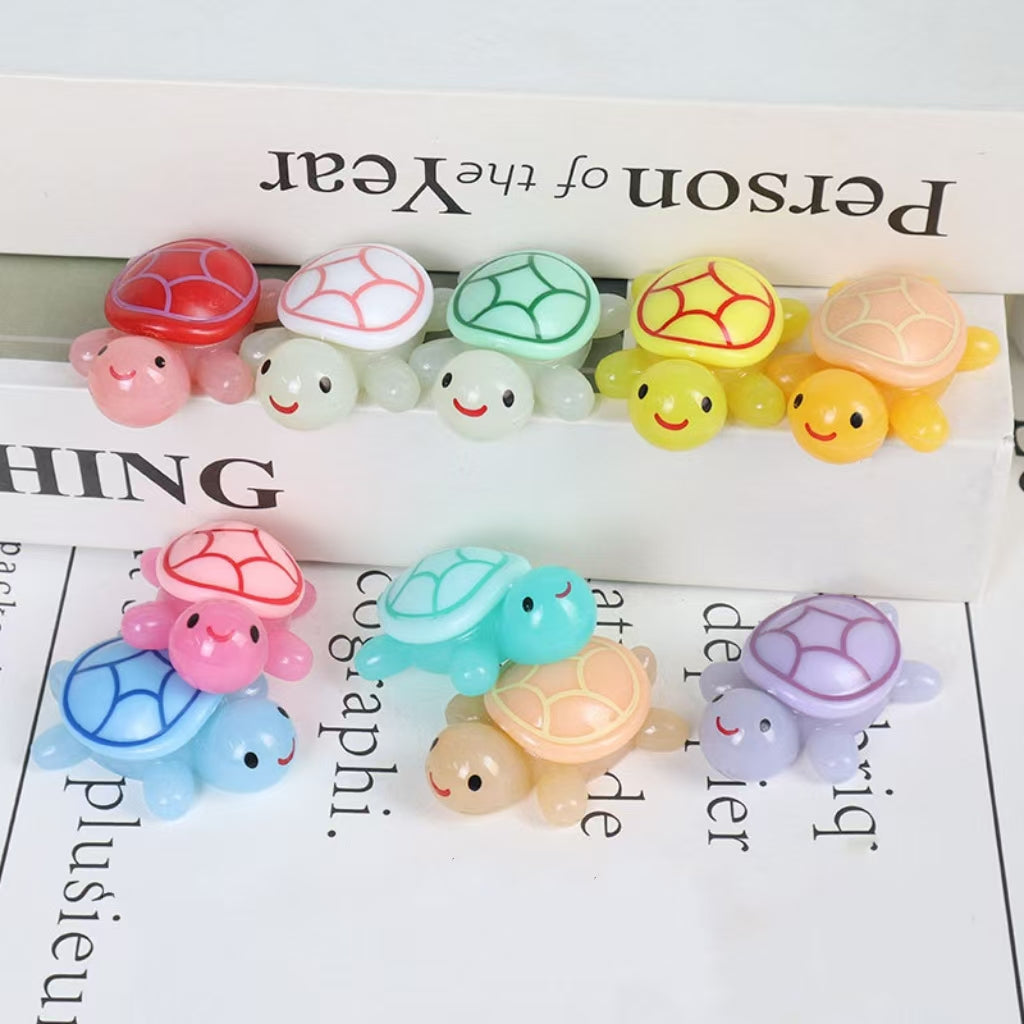 [Live broadcast] [Nine-square grid] [Pair-pair] Resin luminous three-dimensional cute little turtle creative DIY ornaments