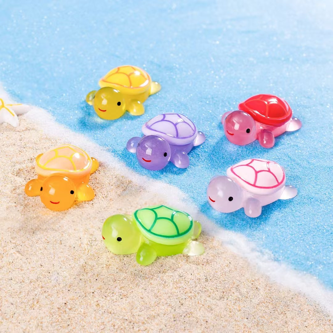 [Live broadcast] [Nine-square grid] [Pair-pair] Resin luminous three-dimensional cute little turtle creative DIY ornaments