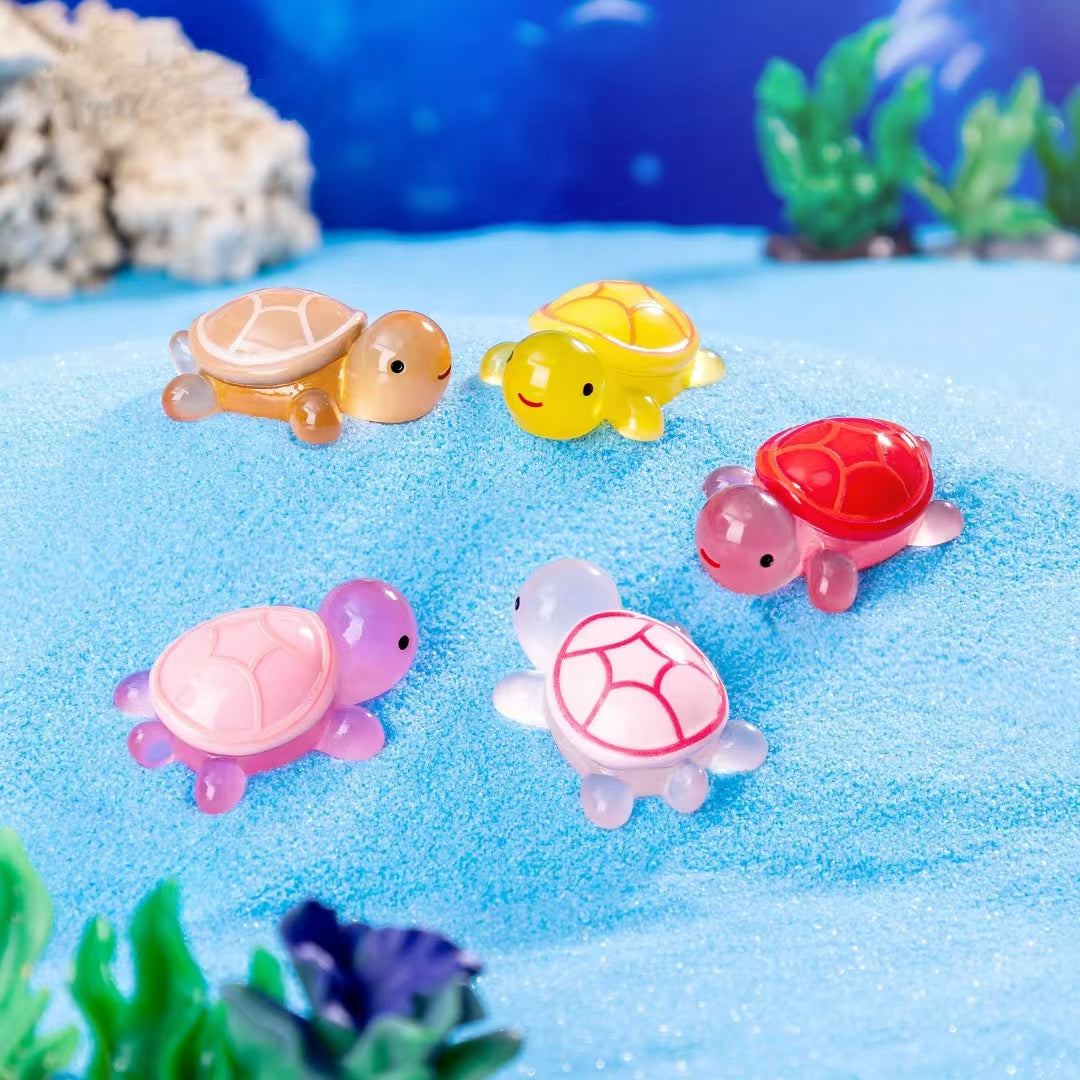 [Live broadcast] [Nine-square grid] [Pair-pair] Resin luminous three-dimensional cute little turtle creative DIY ornaments